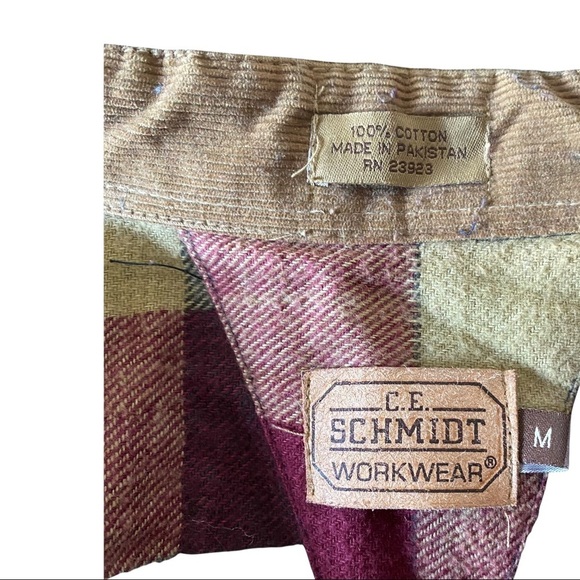 C.E. Schmidt Workwear Multicolor Plaid Check Color Block Shacket Shirt Jacket M - Picture 9 of 10